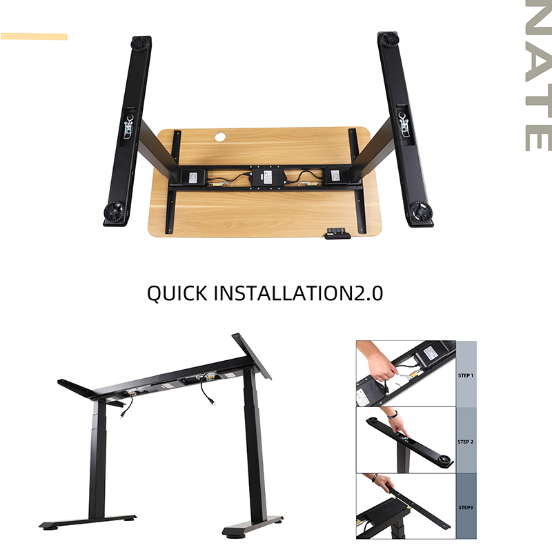 New Height-adjustable Three-section Electric Table For Smart Quick Installation Dual Motors Standing Tables