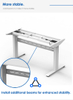 2NF2 Standing Desk with additional beams for enhanced stability, close-up view showing cross beam structure and installation.