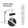 Adjustable height white desk frame and core technical specifications.