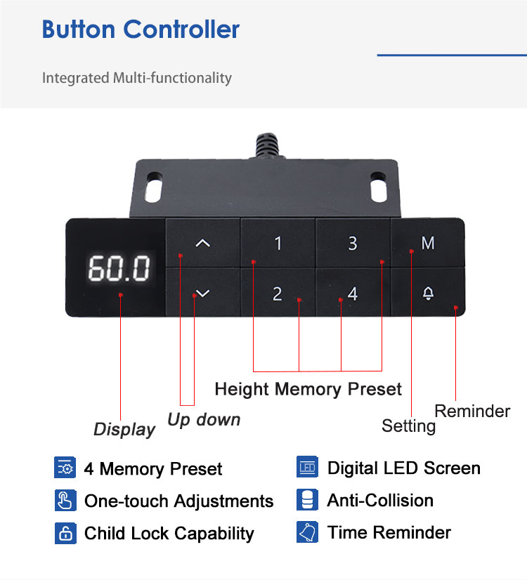 Intelligent memory adjustable height desk controller