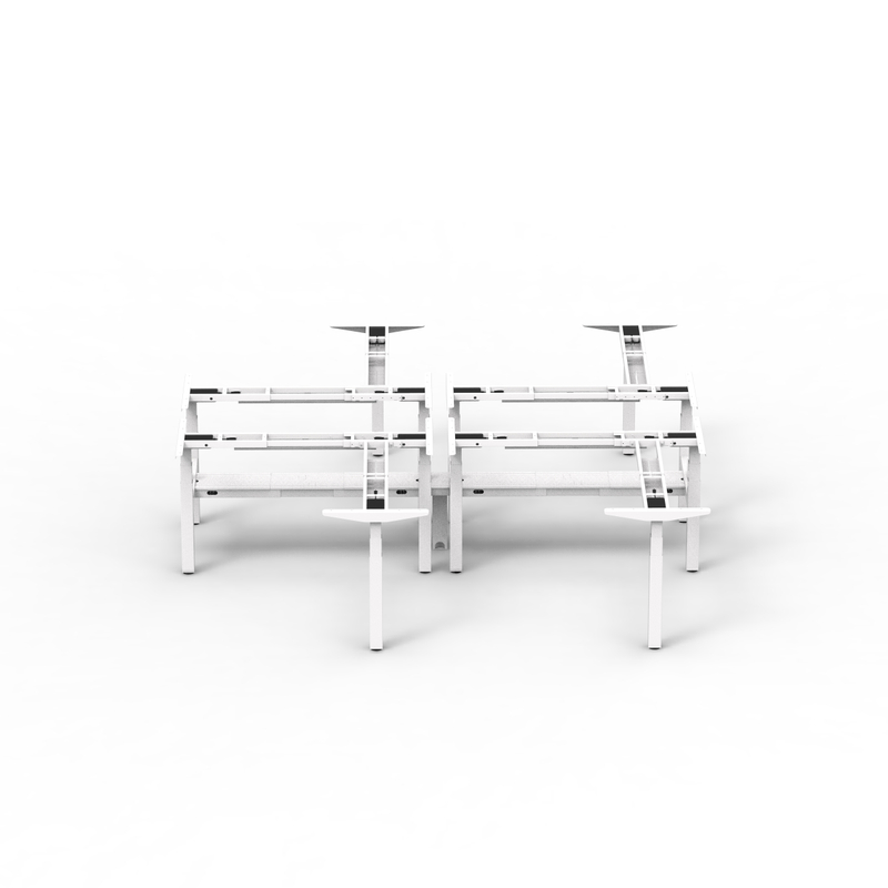 NT33-OB-12BF3 NATE DRIVE 4-Person Adjustable Workstation | Cross & T-Shaped Sit-Stand Desk
