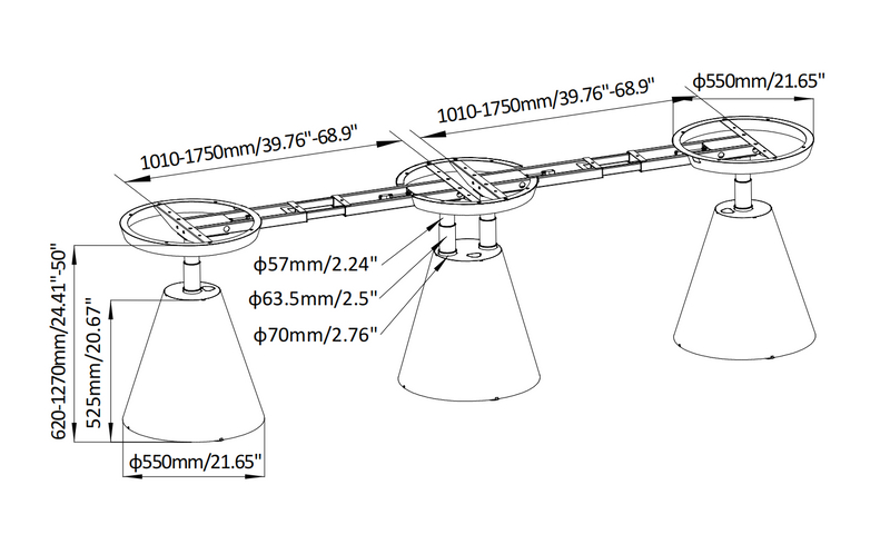 4DF3 conference desk line drawing showing reinforced base, modular assembly