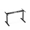 The 2AF3-D3-38 height-adjustable desk frame in a sleek black finish, shown without the desktop to highlight its dual-motor and expandable crossbeam construction.