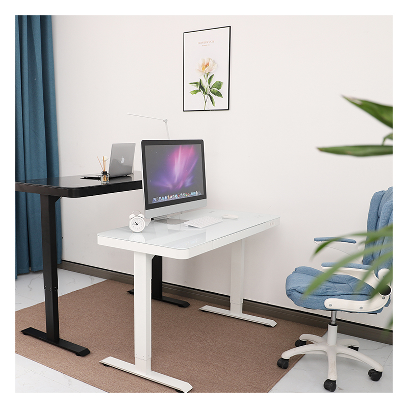 Tempered Glass Top USB Wireless Charging Ergonomic Dual Motor Home Office Electric Height Adjustable Standing Desk With Drawers