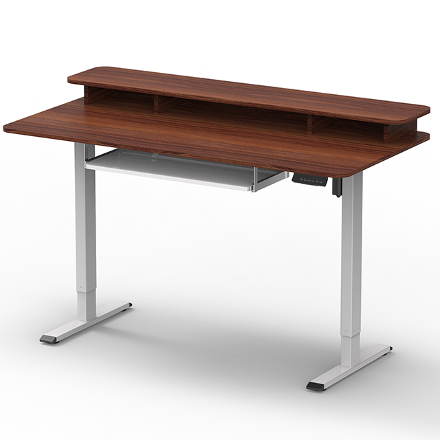 Factory Adjustable Height Desk with Keyboard Tray Stand Up Desk with Storage Shelf