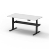 Black NATEDESK desk frame with white desktop setup for contemporary offices, featuring 120kg capacity and cable management system