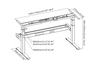 NT33-2HF3A-LJ64 NATEDESK electric standing desk frame line drawing showing structural design with large cable tray and key components