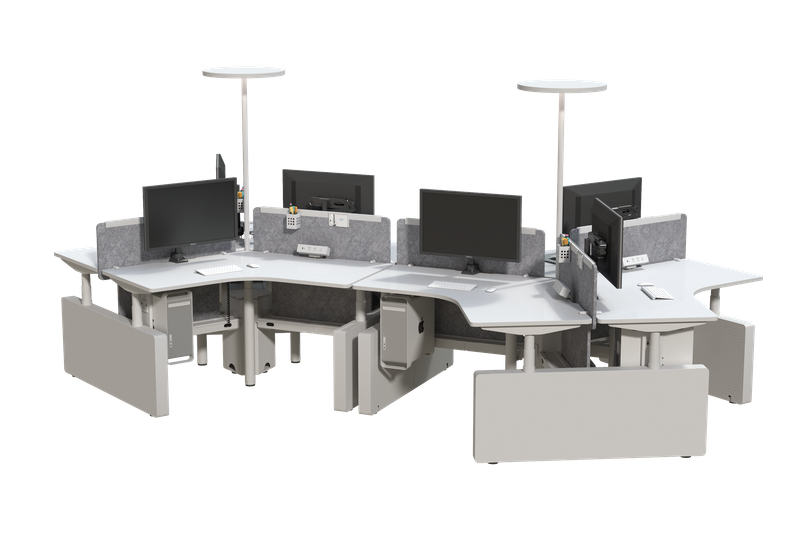 Expandable 6-Person sit stand desk Setup | Modular Team Collaboration Concept