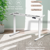  The 2CF2 electric standing desk frame in various office environments, demonstrating its adaptability with diverse desktop styles.