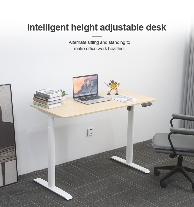 The 2SCAF2 intelligent height adjustable desk in a clean office environment, promoting a healthier way to work by alternating between sitting and standing.