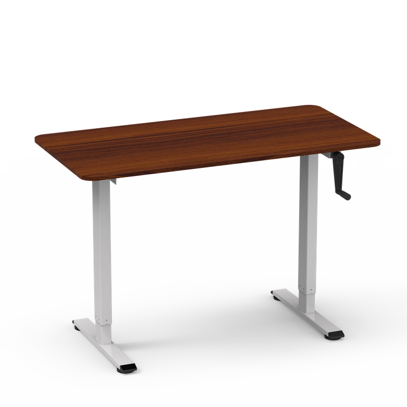 2MABR2 manual height-adjustable desk, white frame with black tabletop, stylish contrast design, durable and attractive hand-crank desk
