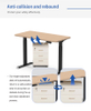 Illustration of the anti-collision and rebound safety feature of the 2AF2 height-adjustable desk.