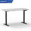 Black-Frame Height Adjustable Desk with White Desktop – Minimalist Design for Modern Home Office or Studio Workspace