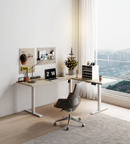 3SABRH2 L-Shape Electric Standing Desk Frame | Single Motor Dual Rod Adjustable Height Desk | Home Office & Gaming Spacious and Comfortable Environment