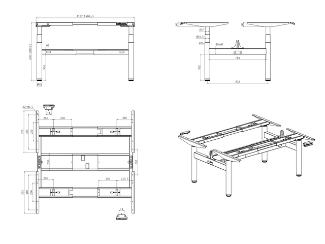 NT33-4DF3 NATE DRIVE Commercial Electric Standing Desk | 4-Motor Quiet Lift System with Dual-Side Adjustment & Smart Controller