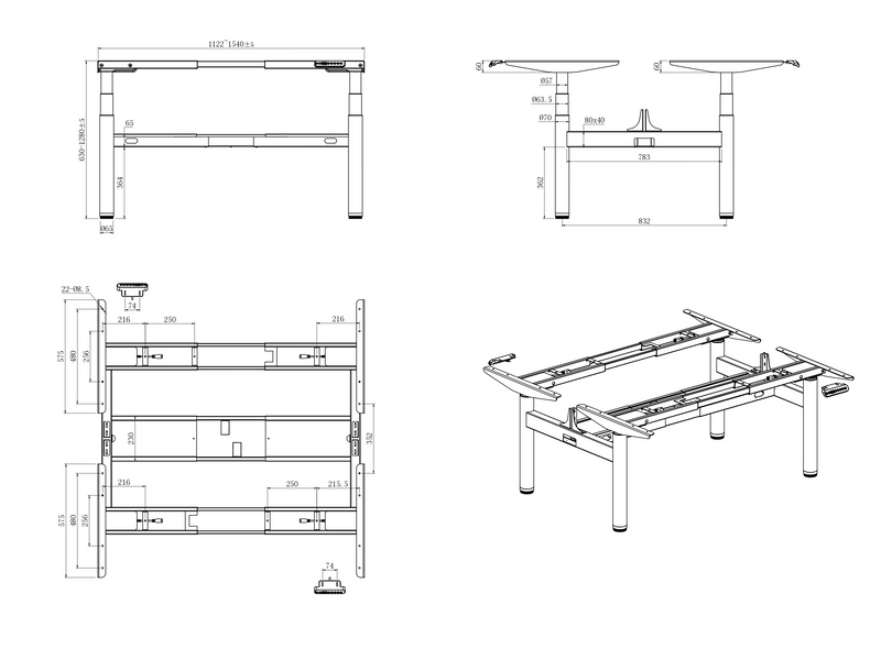 NT33-4DF3 NATE DRIVE Commercial Electric Standing Desk | 4-Motor Quiet Lift System with Dual-Side Adjustment & Smart Controller