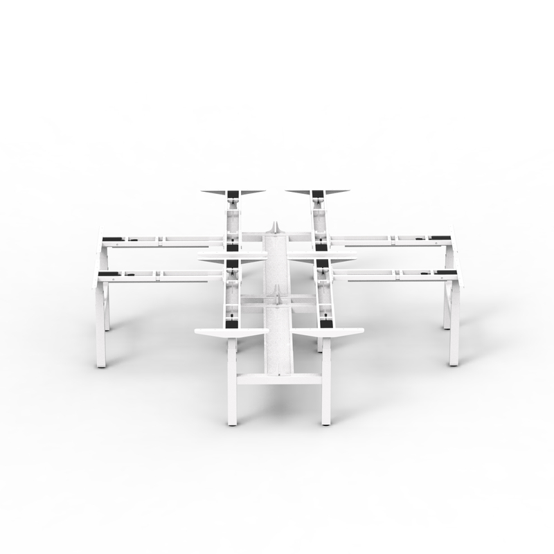 NT33-OB-12BF3 NATE DRIVE 4-Person Adjustable Workstation | Cross & T-Shaped Sit-Stand Desk