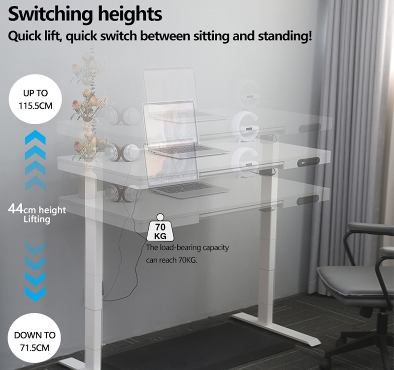 Standing desk stability and weight capacity during height adjustment
