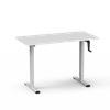 2MABR2 manual height-adjustable desk, white frame with walnut wood tabletop, natural grain texture, eco-friendly and durable for comfortable work