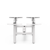 Side view of the 4CF3A 4-leg back-to-back electric desk frame in white, showing the profile of the lifting columns and base.