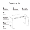 Technical specification chart for the 2AF3 standing desk frame, detailing its dimensions, height range, width range, and load capacity