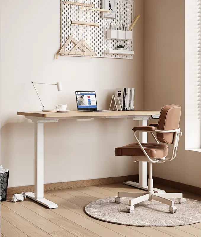 The 2URF2 electric standing desk featured in a stylish and modern home office setting.