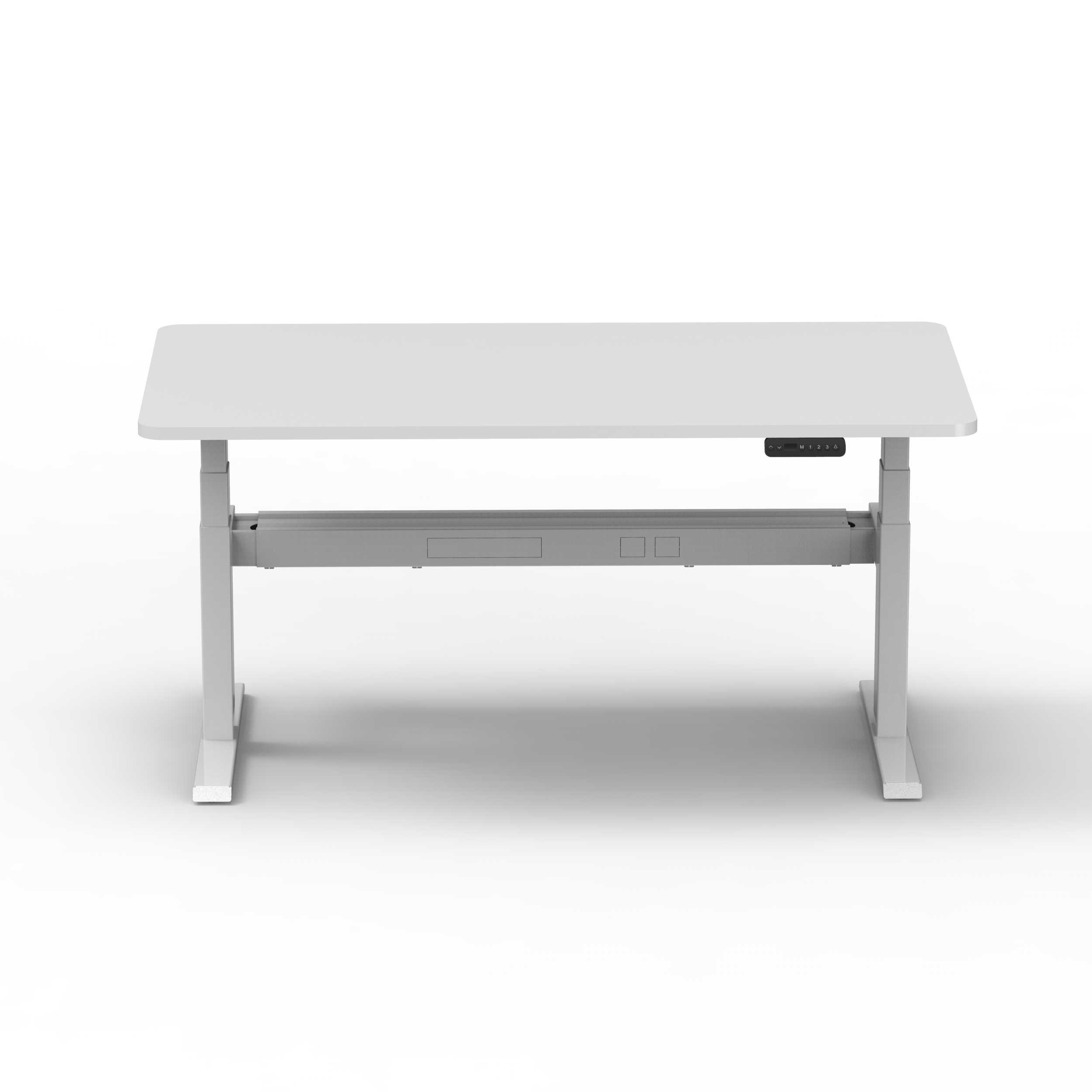 White NATEDESK electric desk frame with matching white desktop for minimalist workspace, supporting 120kg at 40mm/s silent operation
