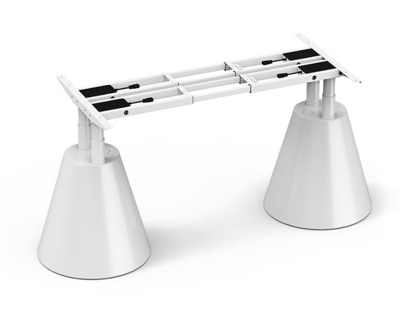 4DF3 short electric desk frame with Four-leg compact assembly, reinforced base, and 200kg load capacity.