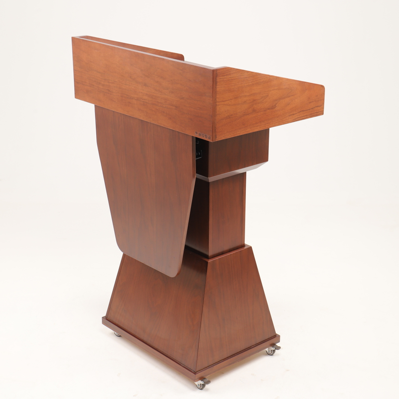 Wholesale Elegant Wooden Podium – NATE Electric Adjustable with USB. Ideal for Formal Use. Colors: Shimmering White, Walnut.