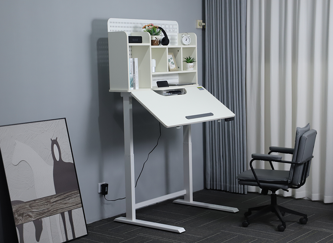 Wholesale Electronic Height Adjustable Study Desk with Shelving