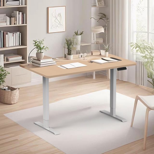 2JRF2 dual motor stand up desk frame in modern open office, quiet and stable for ergonomic work