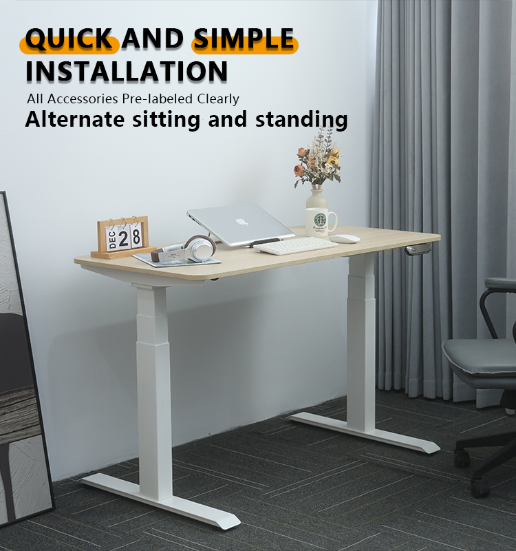 Quick installation electric height adjustable desk, easy setup ergonomic standing desk