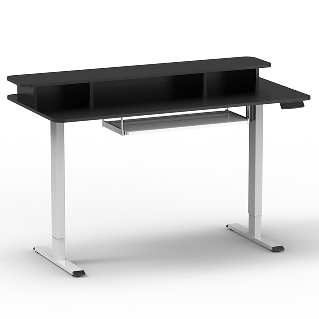 Factory Adjustable Height Desk with Keyboard Tray Stand Up Desk with Storage Shelf