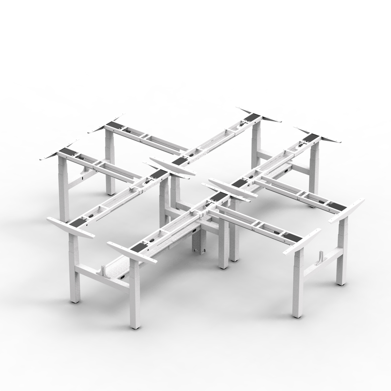 NT33-OB-12BF3 NATE DRIVE 4-Person Adjustable Workstation | Cross & T-Shaped Sit-Stand Desk