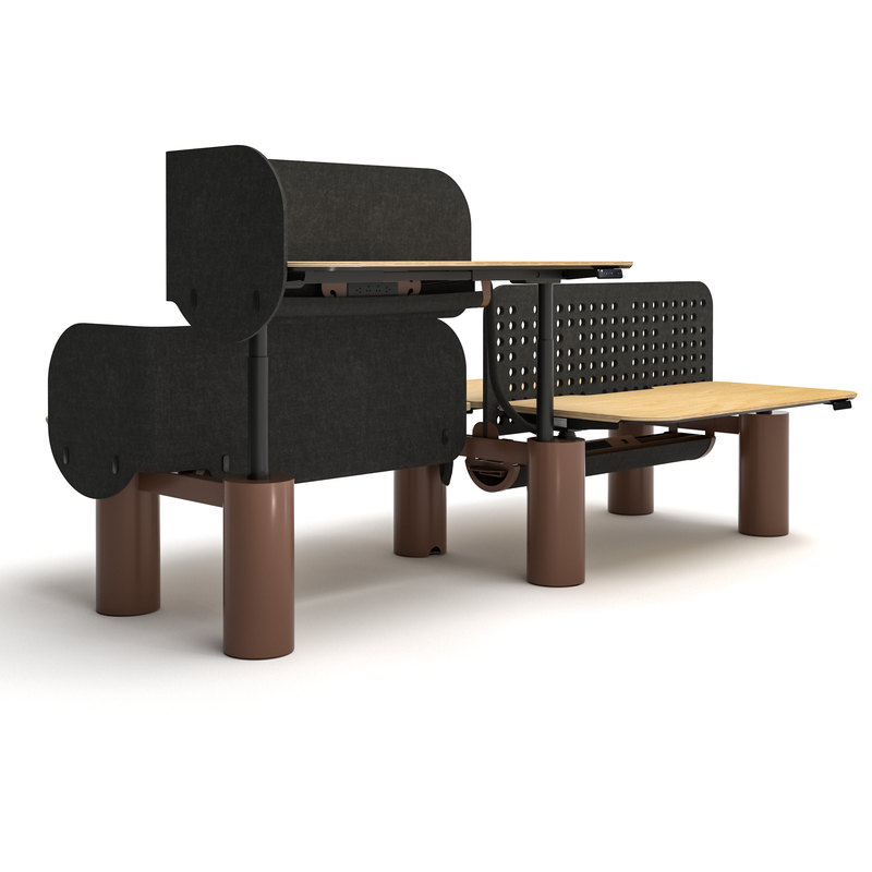 An illustration showing the NATE NT33-8DF3 electric standing desk equipped with front and side panels, which can effectively enhance user privacy during work.