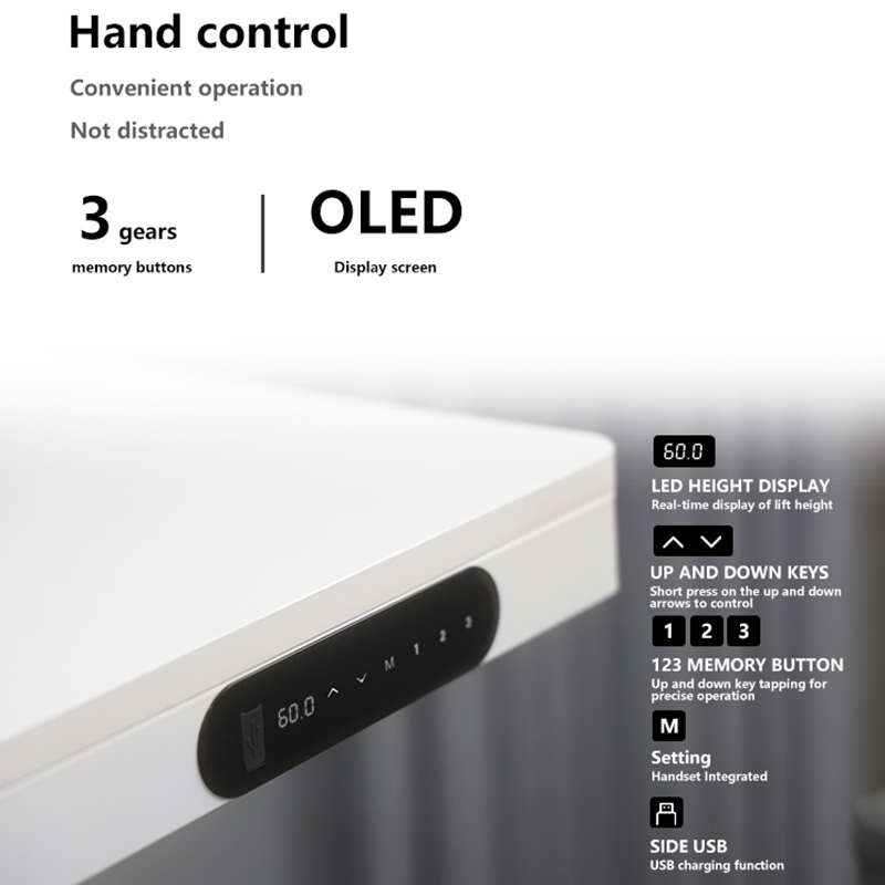 Hand control panel with 3 memory buttons and OLED screen
