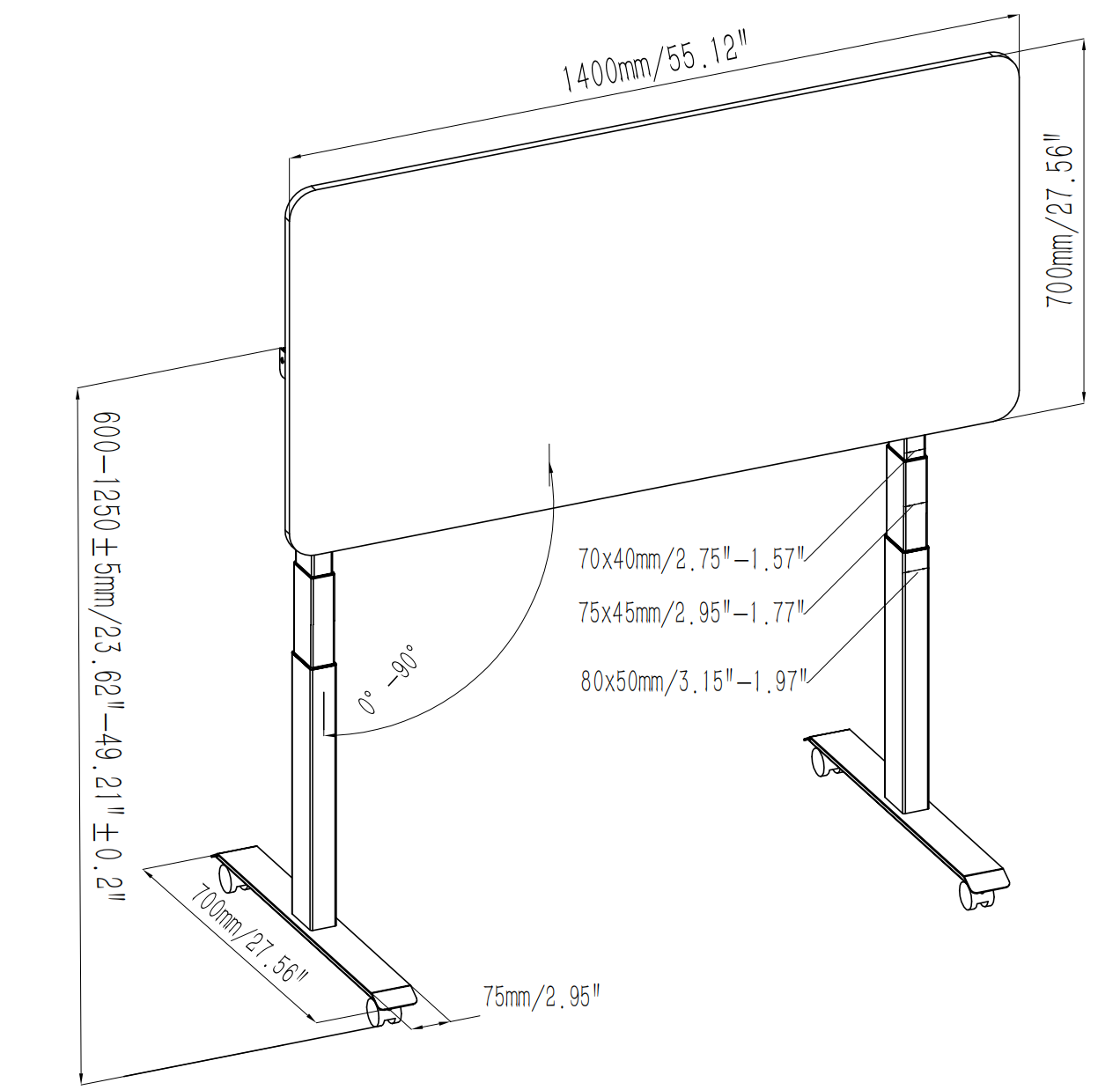 T9-2AF3 Flip riser desk with desktop Drawing 