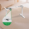 Electric standing desk frame showcasing the A3 adapter and its integrated hook, emphasizing the adapter's cost-reducing benefit.
