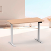 A modern light wood top 2AF2 dual motor standing desk in a home office setting.