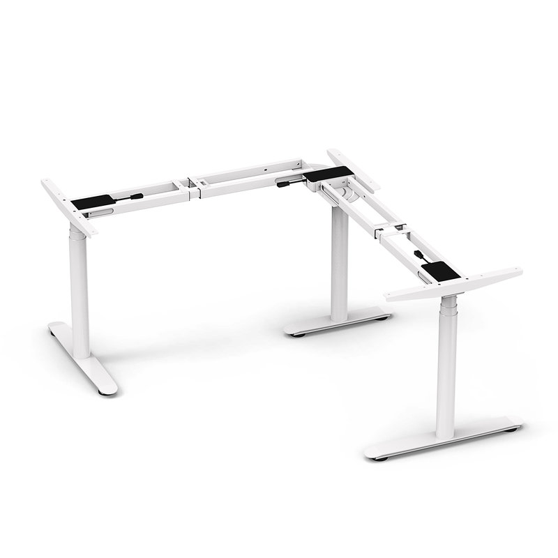 Round Tubing 3DF3 Triple-Motor L-Shaped Electric Standing Desk Frame