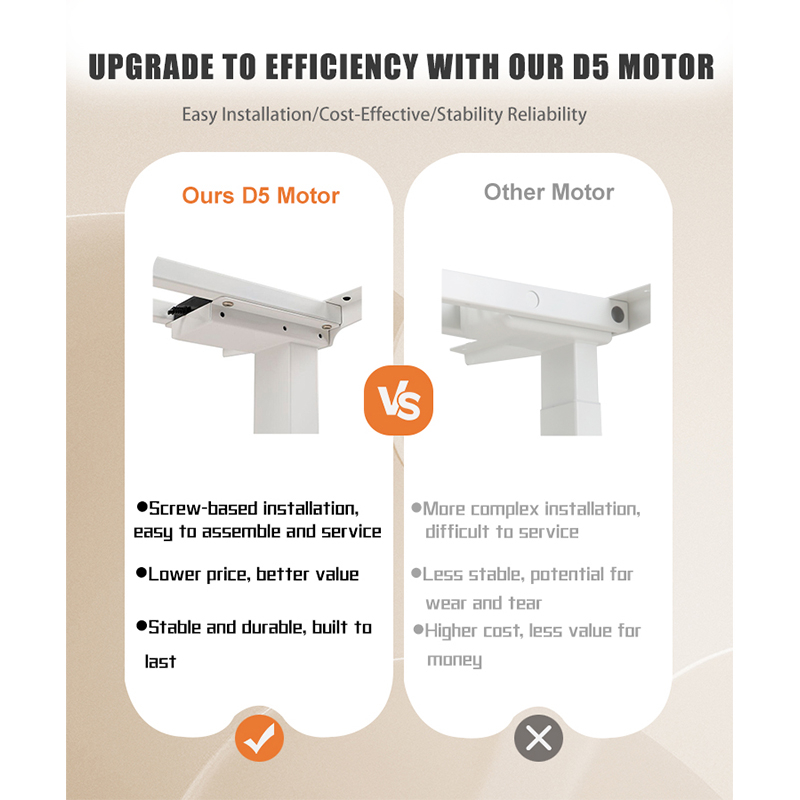 Standing desk D5 motor comparison: Easy installation and stability vs. other motors.