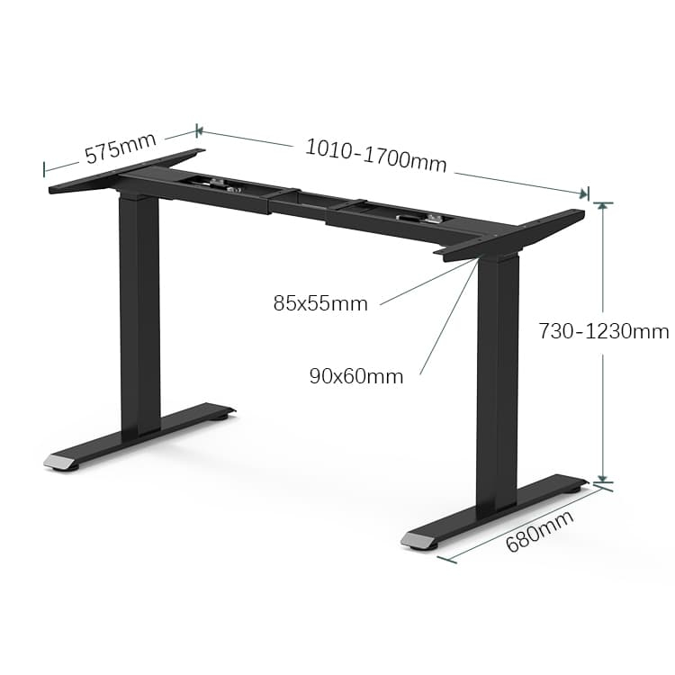 2HF2A-KZB Height-Adjustable Desk Frame Spec Simplified 