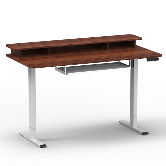 Factory Adjustable Height Desk with Keyboard Tray Stand Up Desk with Storage Shelf
