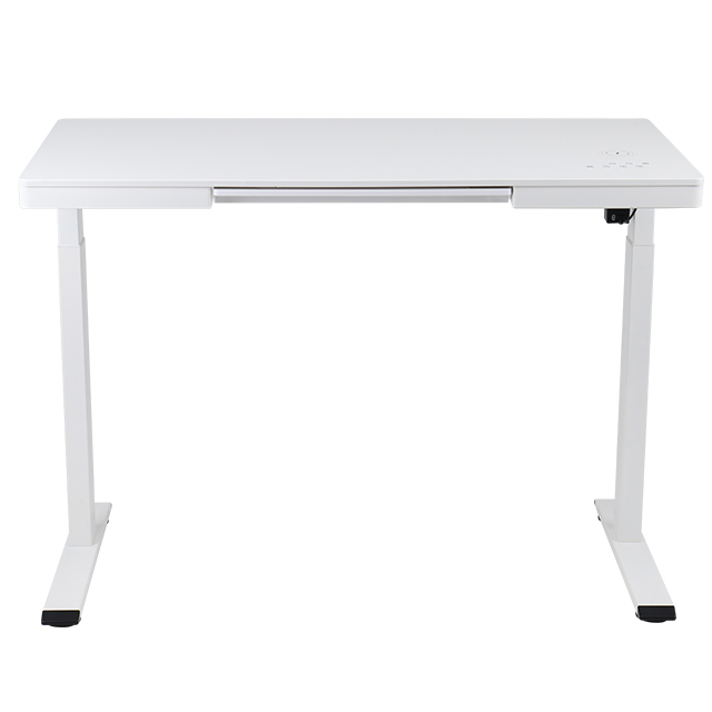 Front view picture of a sit-stand computer desk