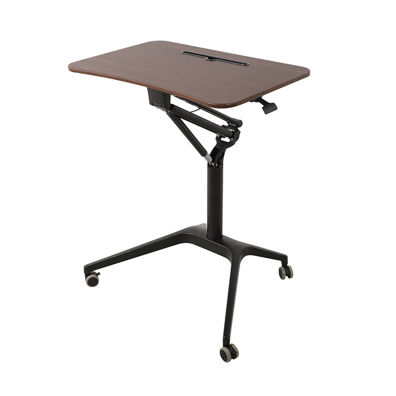 Mobile Height Adjustable Table Pneumatic Desk With Wheels Gas Spring Single Column Laptop Standing Desk