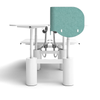 An illustration demonstrating the differential height adjustment function of the NATE NT33-8DF3 electric standing desk with a white frame and white desktop, highlighting its flexibility and convenience.