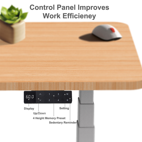 Underside view of the 2AF3 desk frame, showcasing the powerful dual brushless motors and the clean cable management design.