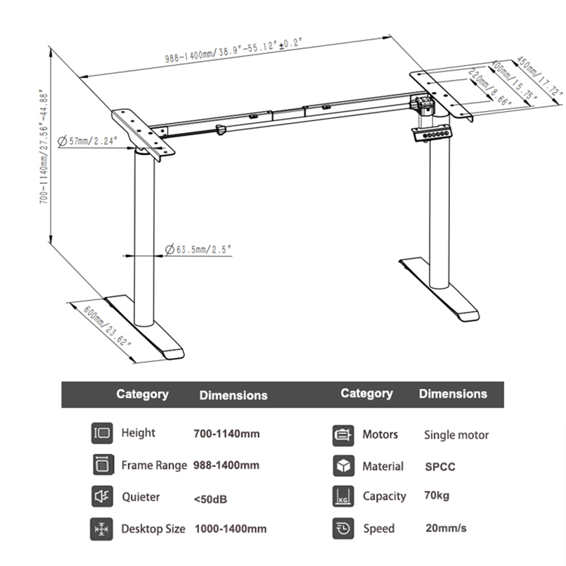 2SDAF2 Stand Up Desk Base with Round Tubes – Ergonomic Sit-Stand Workstation for Home Office | Under $85