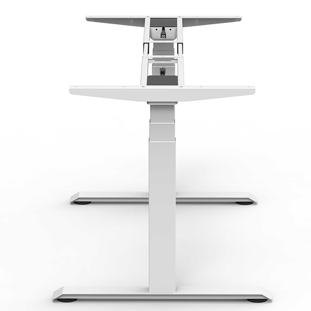 Side view of height adjustable desk frame