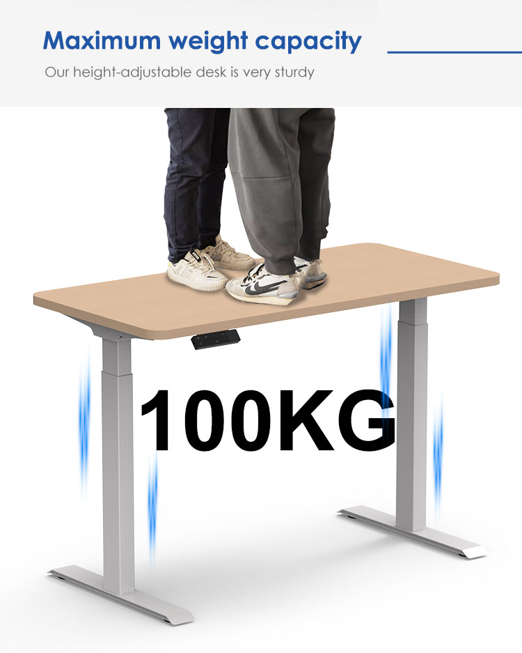 Desk supporting a heavy setup with multiple monitors, demonstrating 100KG capacity